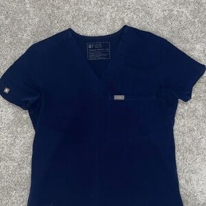 Figs Deep Blue V-Neck Scrub Top